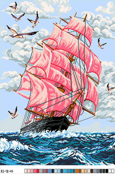 

Схема на канве для вышивания крестиком "Багровые паруса" А3