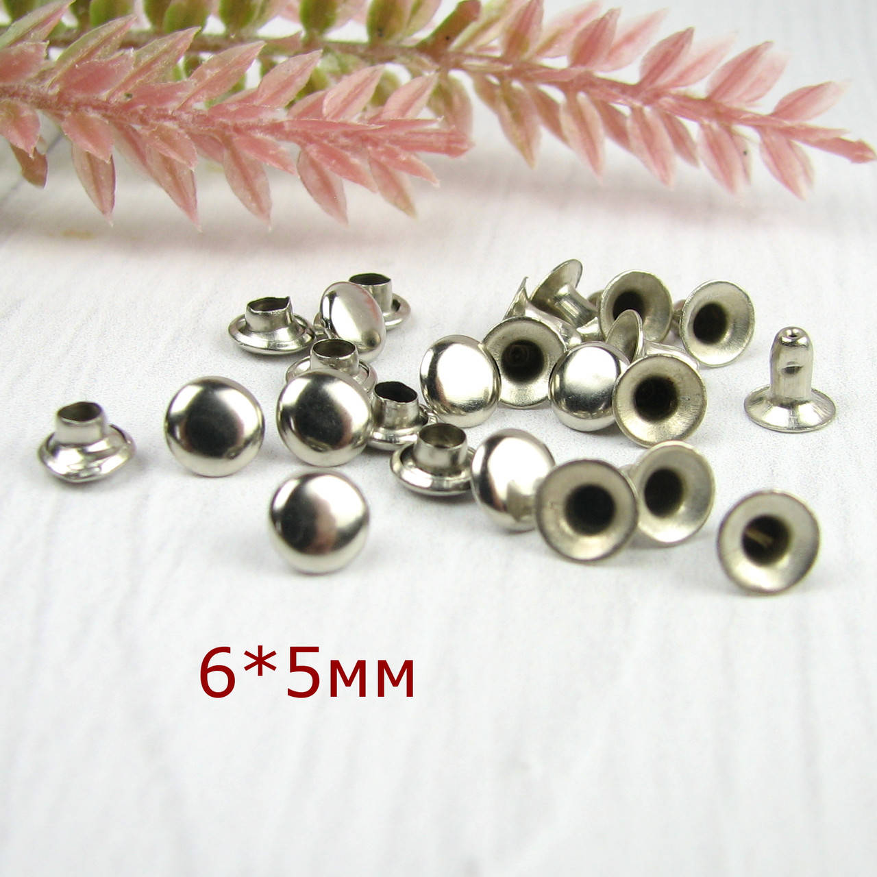 

Хольнитены односторонние для кожы Заклепки 6*5мм 10шт (FHL015), Серебро