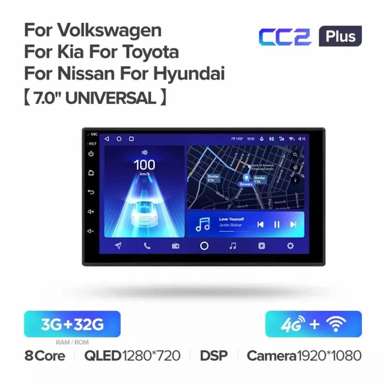

Штатная магнитола Teyes Universal 7 для всех автомобилей CC2Plus 3GB+32GB