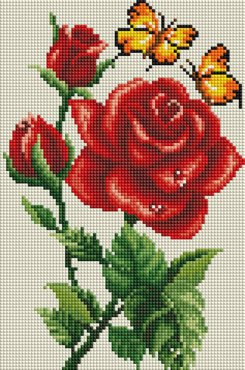 

Алмазная мозаика ColorArt 20х30 Роза и бабочки DT714