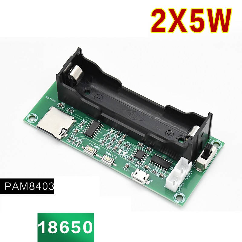 

XH-A152 Усилитель звука, стерео 5W*2 PAM8403, плата двухканальный MP3 плеер декодер TF, 18650, Белый