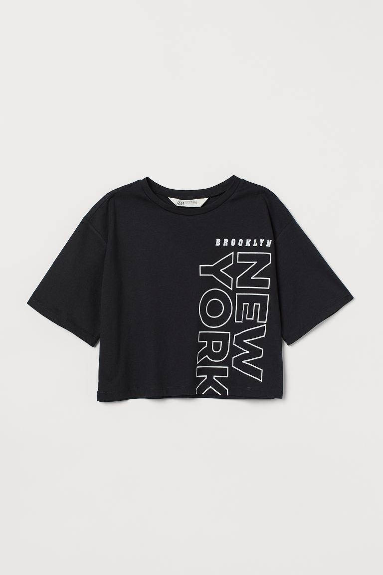

Короткая футболка с принтом H&M 158/164 Черный/Нью-Йорк (0805709001)