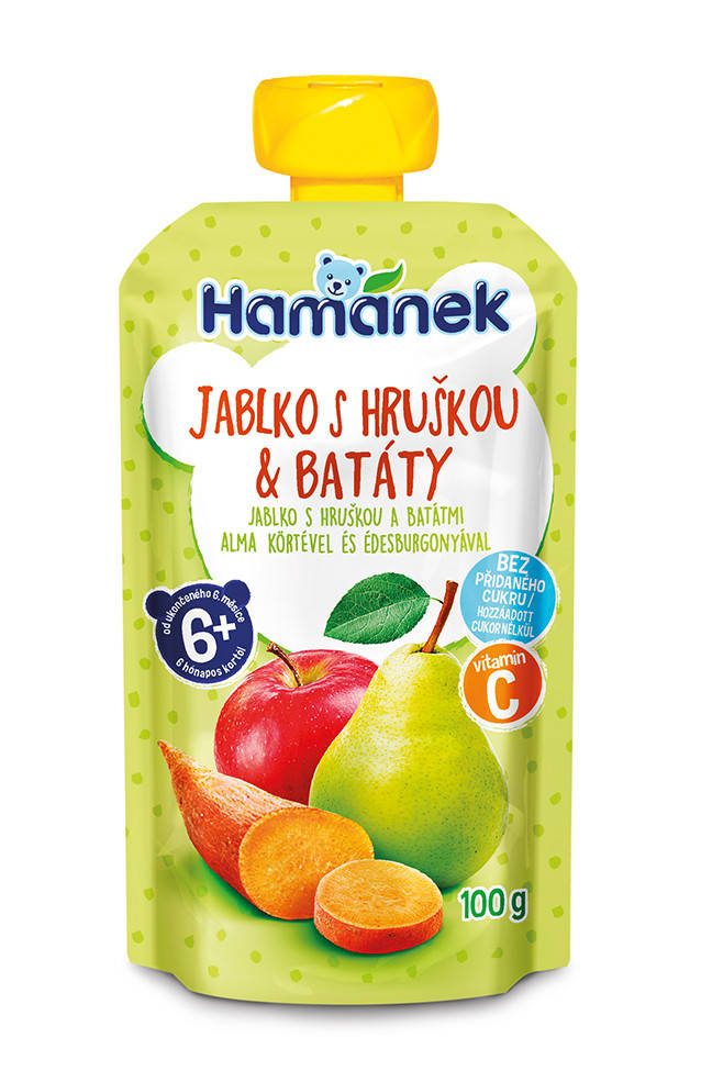 

Пюре пауч Яблоко с грушей и бататом Hamanek, 100г