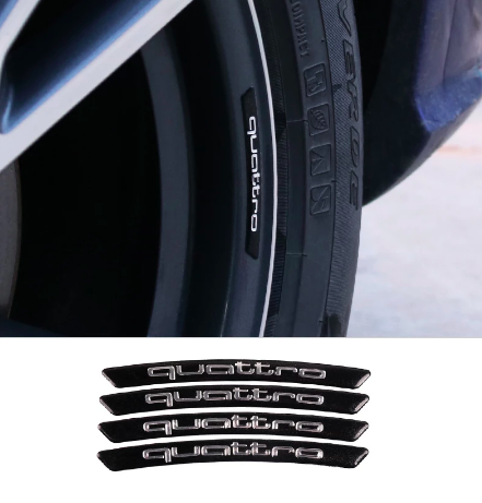 

Наклейки на диски AUDI (АУДИ) Quattro на колеса Черные, Черный