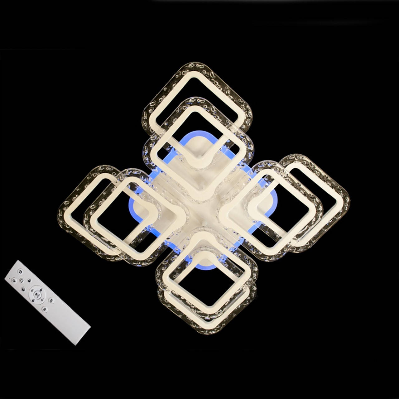 

Белая светодиодная люстра 100 Вт 45 см на пульте д/у с диммером и подсветкой D-QX3628/4+4XS WH LED, Белый