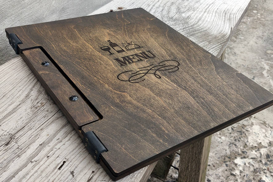 

Деревянная папка МЕНЮ (А4) с планкой | Era Creative Wood