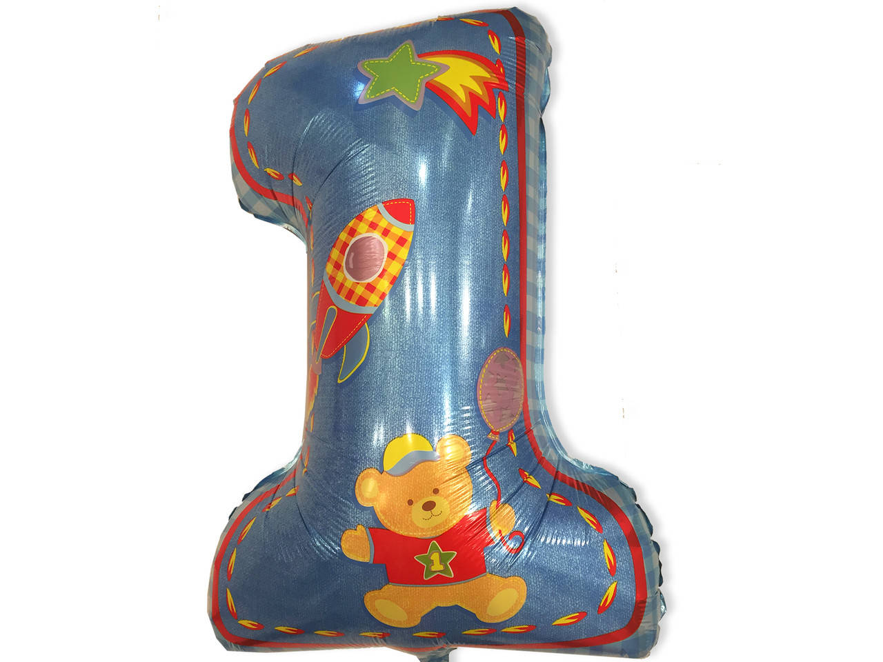 

Фольгированная цифра 1 детская для мальчика 80 х 54 см, Голубой