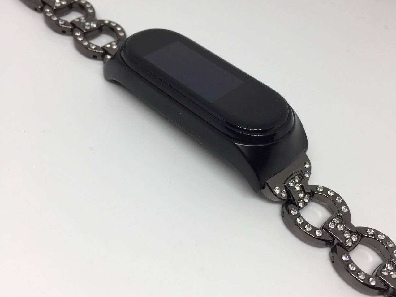 

Ремешок для mi band 5 6 ми бенд 5 6 со стразами металлический черный