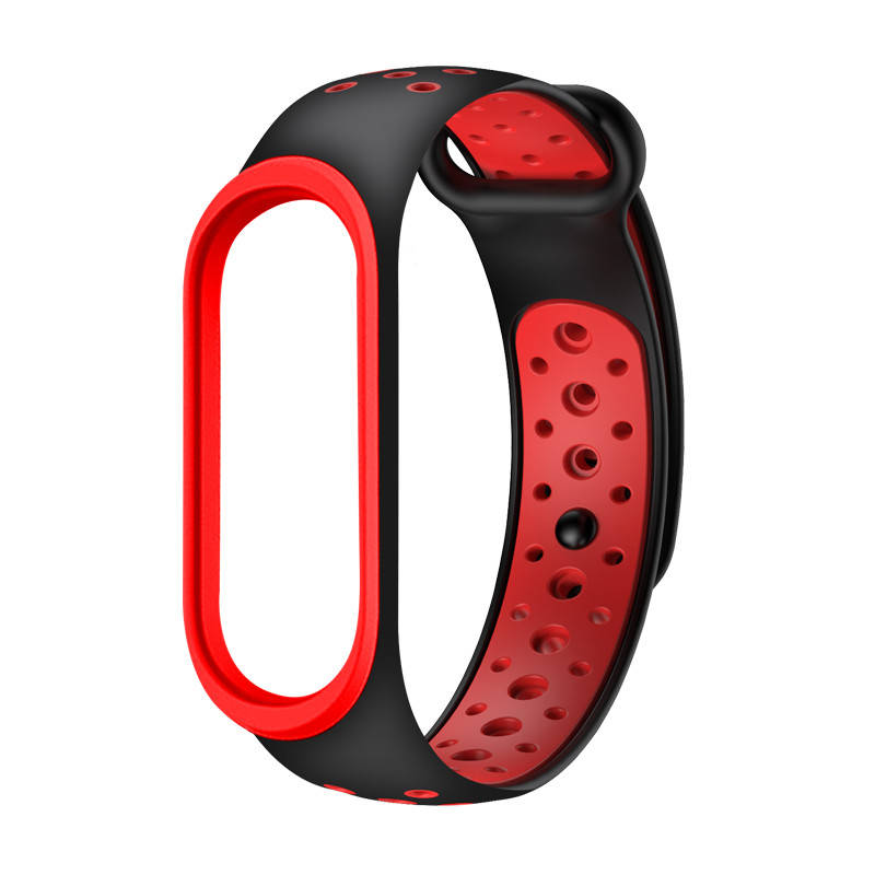 

Ремешок к браслету Mi band 4 3 перфорированный Black-red