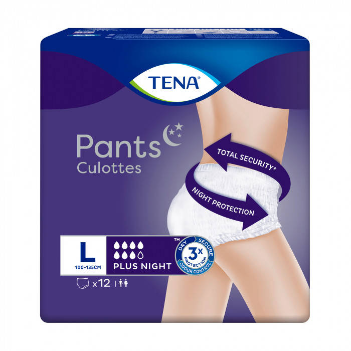 

Трусы-подгузники для взрослых TENA Pants Plus Night ночные, размер Large, 12 шт