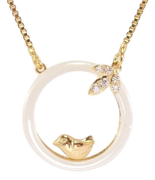 

Подвеска на цепочке Xuping Позолота 18K "Колечко из белой керамики с птичкой" длина 44см х 1мм