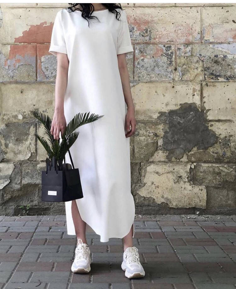 

Базовое Белое платье миди