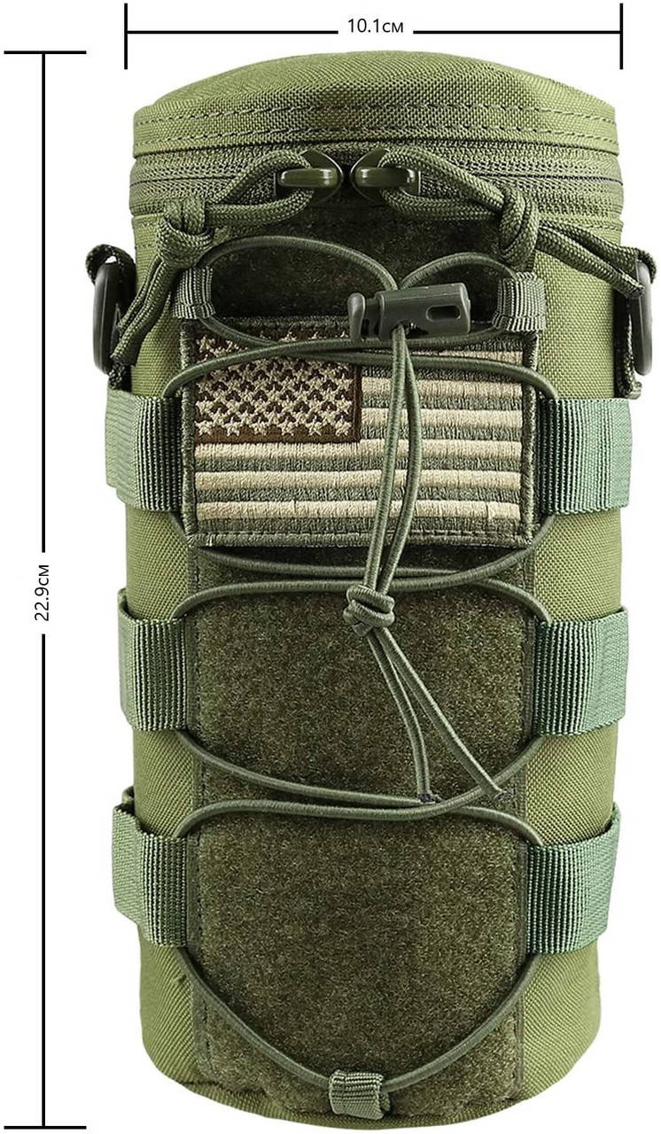 

Тактический подсумок под бутылку/флягу с нашивкой, Molle, цвет олива, Оливковый