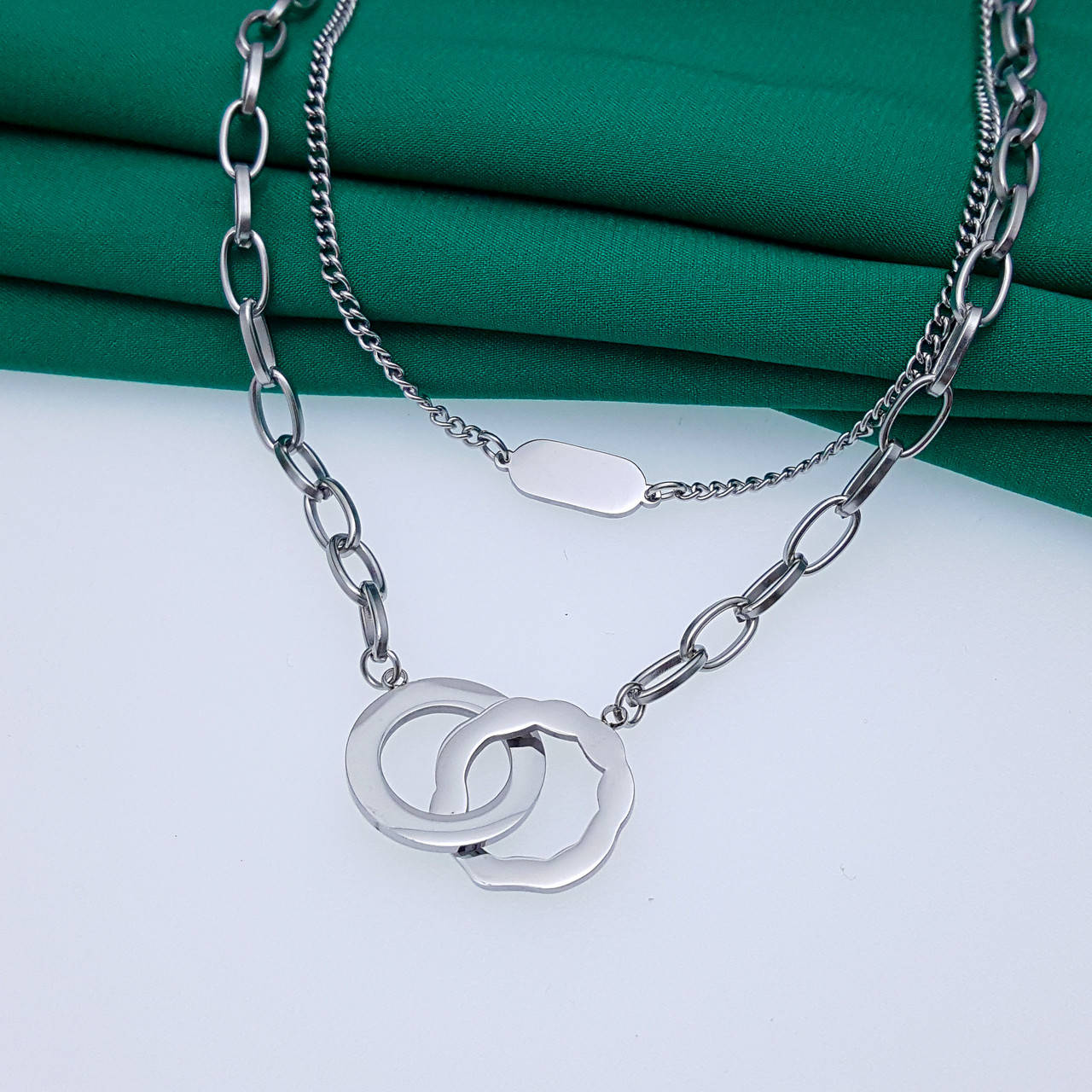 

Подвеска "Комбинированная", массивный якорь, р.42-48, медсталь Xuping, родий