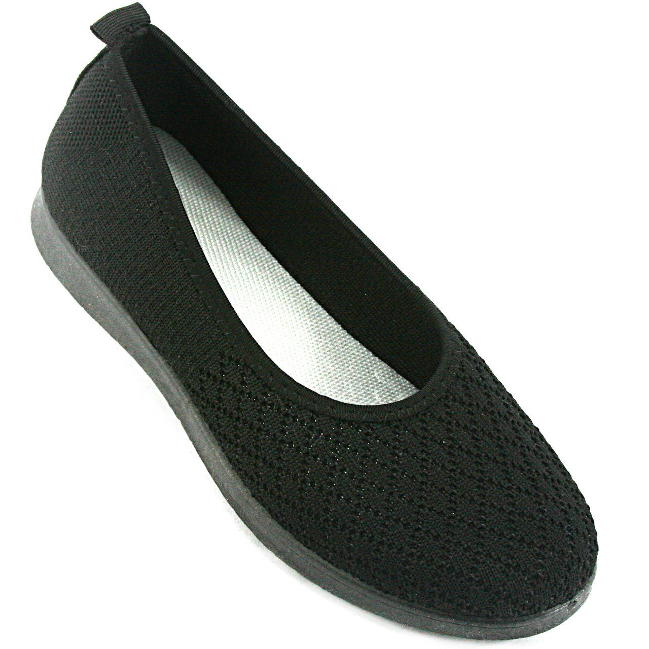 

Балетки мягкие текстильные в дырочку женские чёрного цвета на чёрной подошве 38