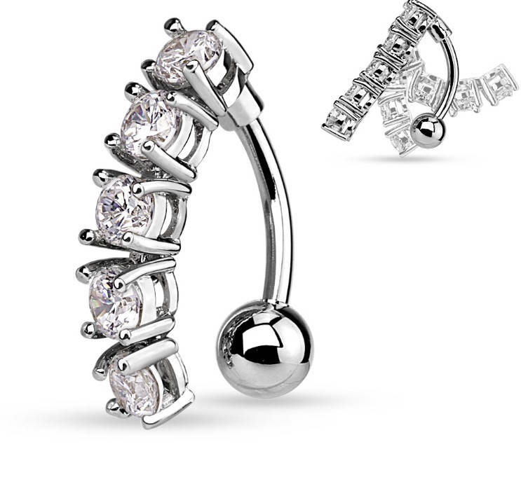

Серьга для пирсинга "Дорожка" из стали и фианитов Spikes N01086-C