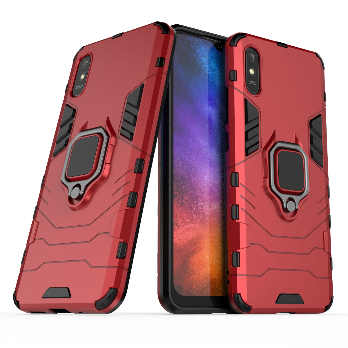 

Чехол Iron Ring для Xiaomi Redmi 9A бронированный бампер Red