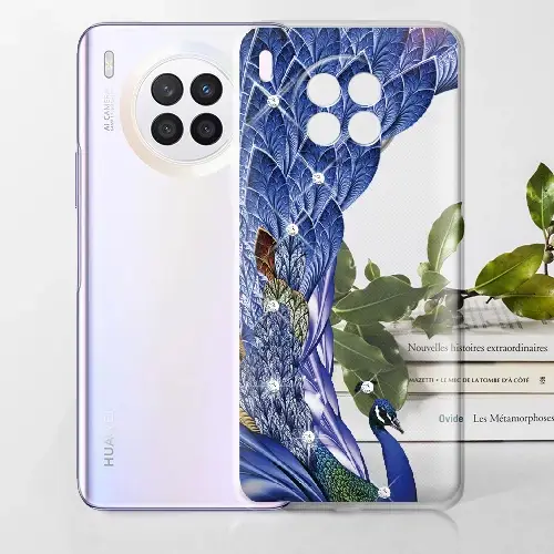 

Чехол Boxface Huawei Nova 8i Павлин со стразами, Прозрачный