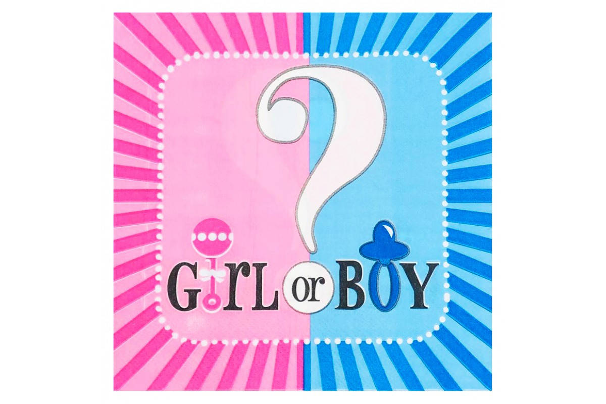 

Салфетки "Girl or Boy" гендер-пати бумажные 15шт/уп. сервировочные одноразовые детские