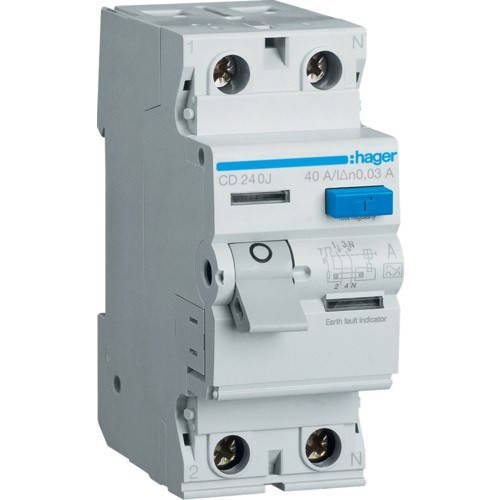 

Устройство защитного отключения (УЗО) Hager CD240J- 2x40A, 30mA, A