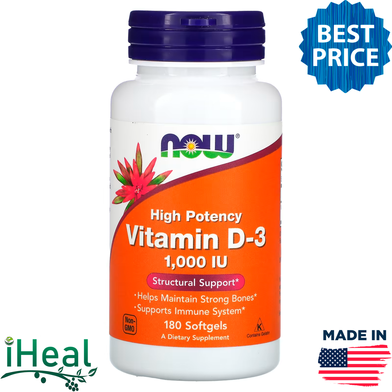 

Витамин D3, 25мкг(1000 МЕ), 180 мягких таблеток, Вітманін д3, vitamin d3 из США