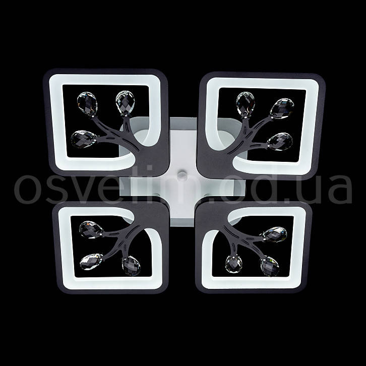 

LED люстра для прихожей до 18кв.м с камушками цвет черно белый 85W OSV&7720BK LED 3color dimmer, Черный