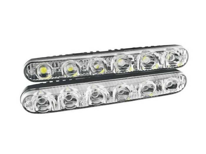 

Светодиодные LED дневные ходовые огни DRL ДХО в корпусе, 6 диодов, 17см