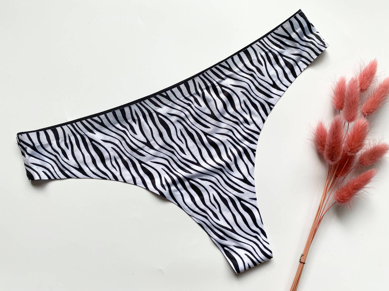 

Бесшовные женские стринги, Зебра, код 664, M, Серый