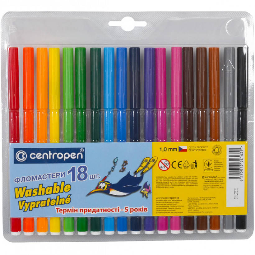 

Фломастеры 18 цветов Centropen арт.7790-18, Разные цвета