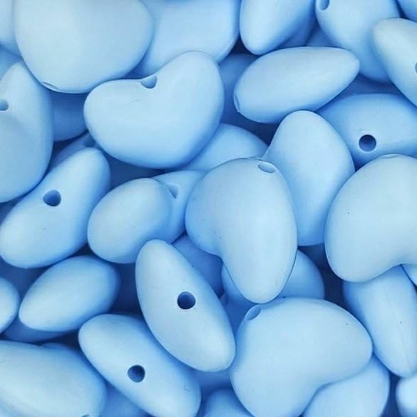 

Сердечко бусина силиконовая Голубой беби блю