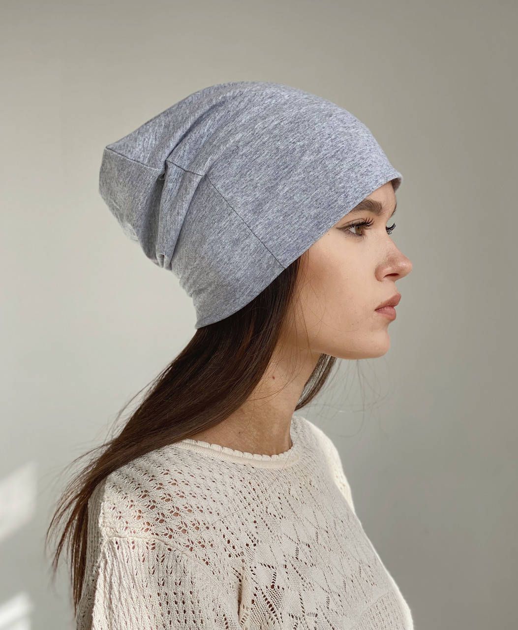 

Шапка чулок светло-серая, Светло-серый