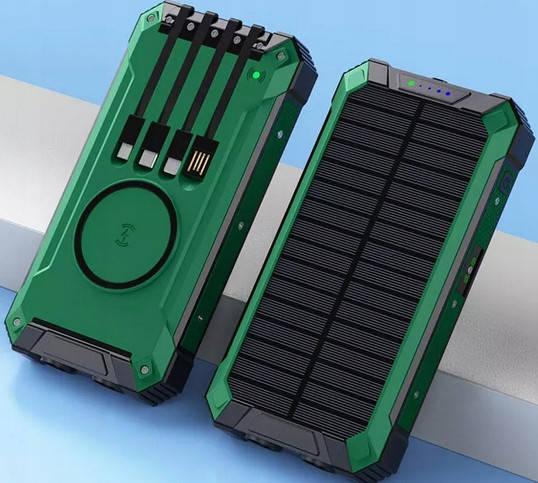 

Солнечный повербанк 30000mAh с солнечной батареей и фонариком Power Bank на сонячних батареях