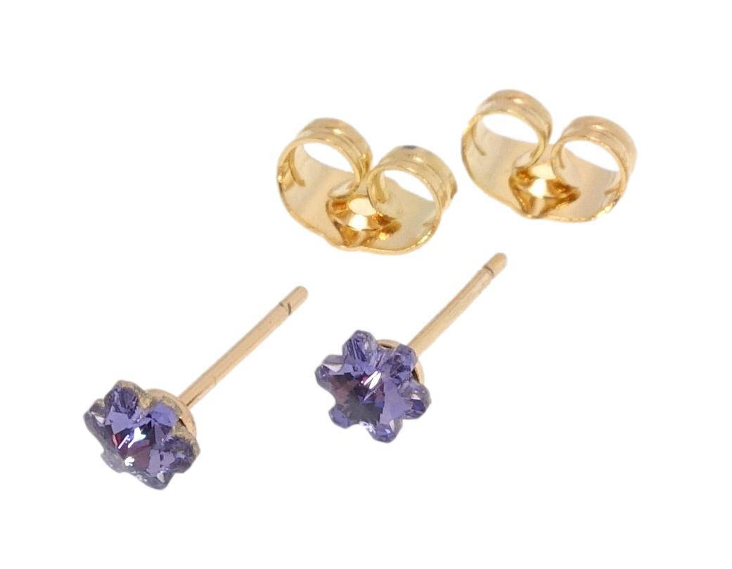 

Серьги Xuping Позолота 18K с кр-ми Swarovski гвоздики (пуссеты) "Цветочки Tanzanite"