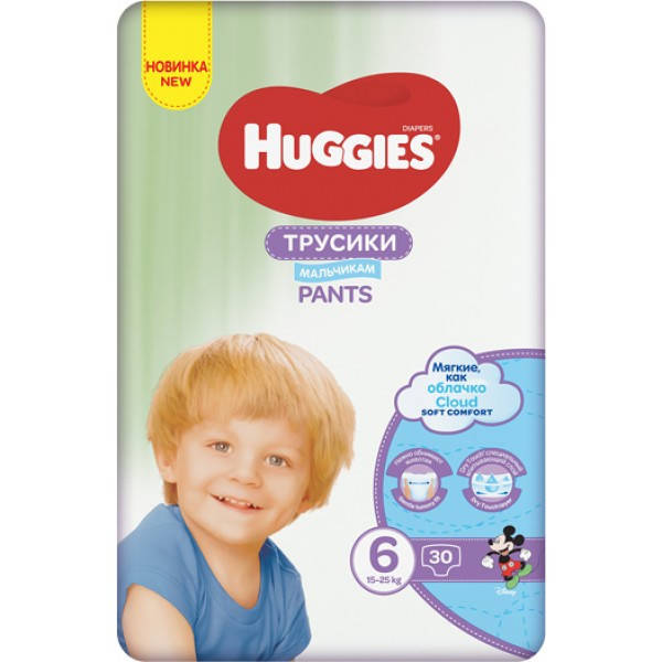 

Трусики-подгузники Huggies Pants 6 (15-25кг) Jumbo для мальчиков, 30 шт