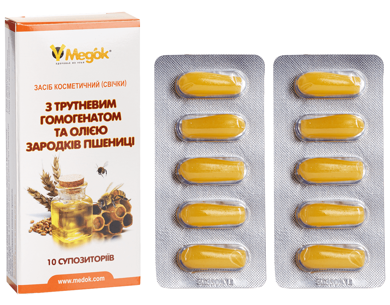 

Свечи с трутневым гомогенатом и маслом зародышей пшеницы (суппозитории)