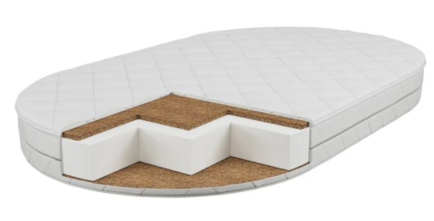 

Матрас детский в овальную кроватку Oval (120х70х10см) Кокос поролон кокос