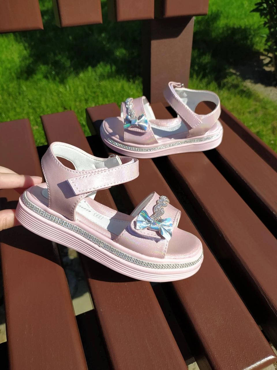 

Сандалии нарядные на девочку с бантиком р.27-32, Розовый