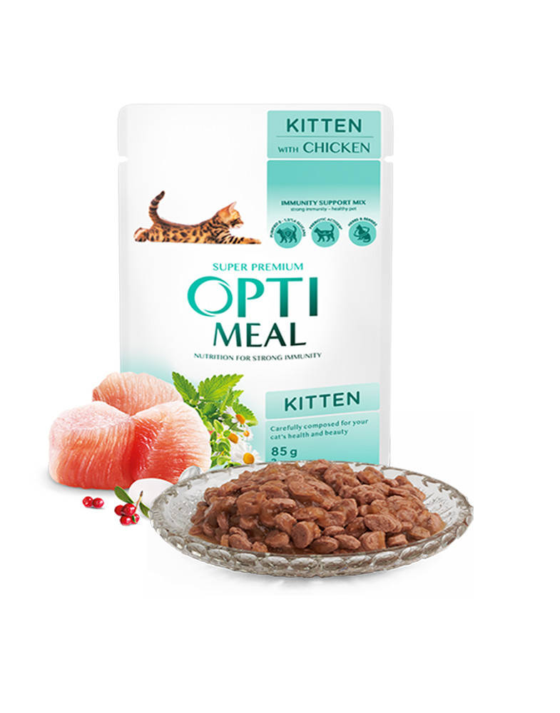 

OptiMeal Влажный корм для котят с курицей 85 г