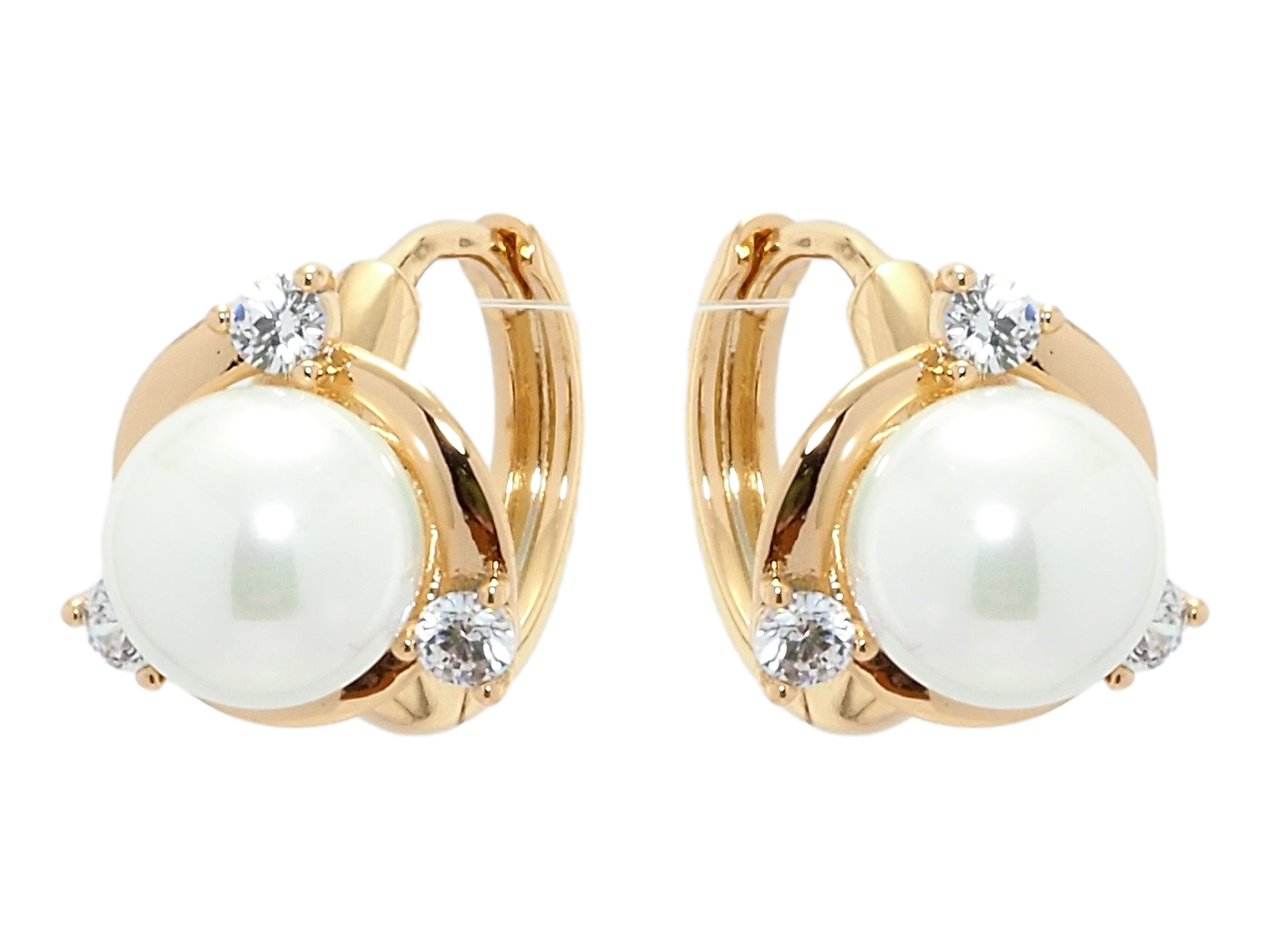 

Серьги Xuping Позолота 18K колечки "Жемчужины в оправе с цирконием"