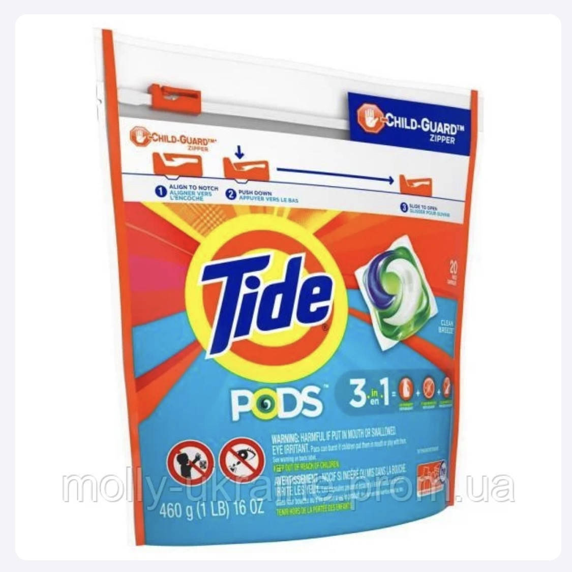 

Капсулы для стирки универсальные Tide Pods 3in1 Clean Breeze 20шт. (США)