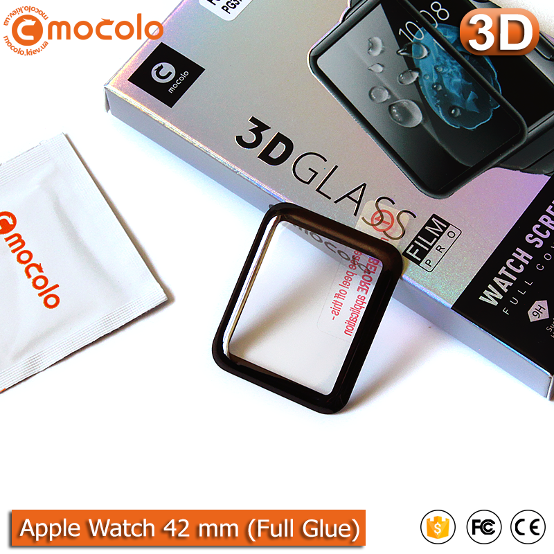 

Защитное Full Glue стекло Mocolo Apple Watch 42mm 1/2/3 Series (Black) 3D Полная поклейка, Черный