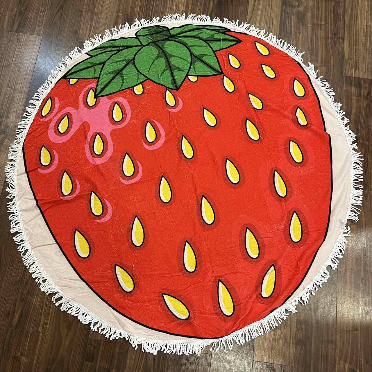 

Пляжное коврик-покрывало "Клубника" из микрофибры с бахромой