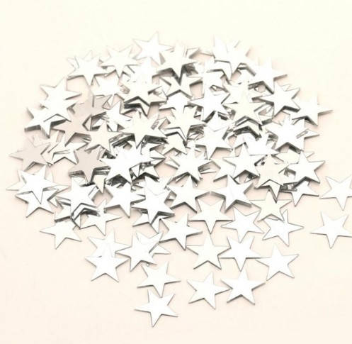 

Серебристый конфетти "Звездочки" 10г, размер одной звёздочки 1см, жесткая фольга, двухсторонние