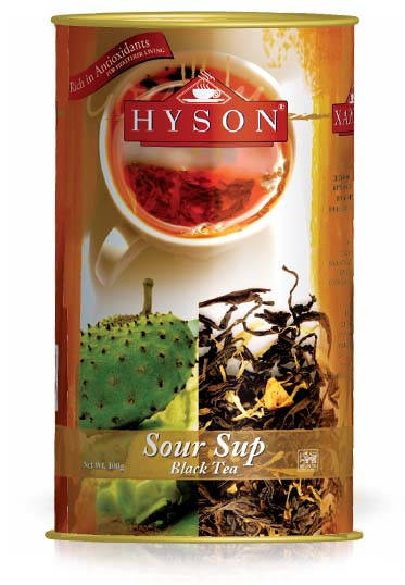 

Чай чёрный крупнолистовой Hyson Sour Sup с кусочками саусепа 100 г в жестяной банке