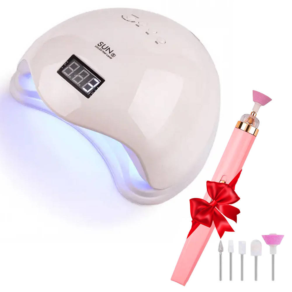 

Лампа для маникюра SUN 5 48W UV/LED Белая + Подарок Фрезер - мини аппарат для маникюра Flawless Salon Nails, Белый