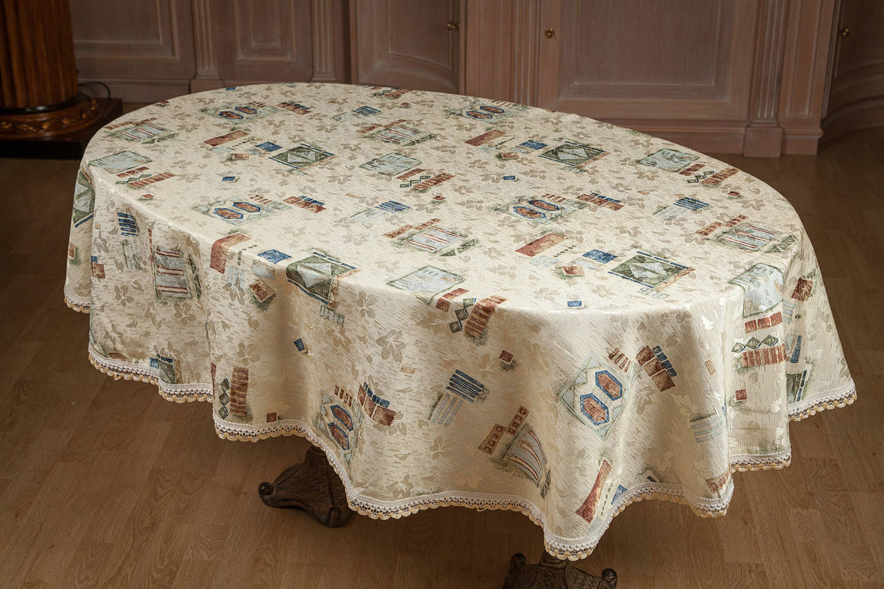 

Скатерть ХОРС-М жаккардовая овальная КЛЕНОВЫЙ ЛИСТ 135x180