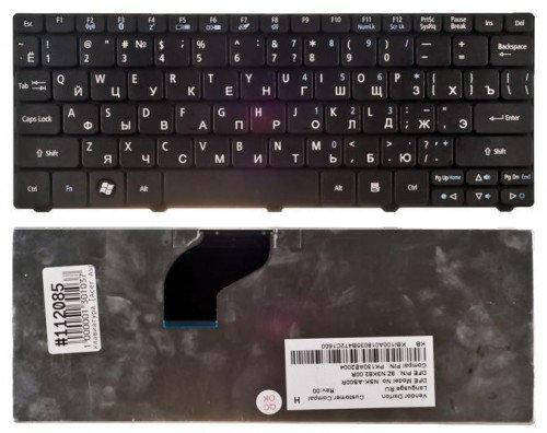 

Клавиатура для ноутбука Acer Aspire one 521, 522, 532, D255, D260, D270 Happy, EM: 350, 355 RU черная новая, Черный