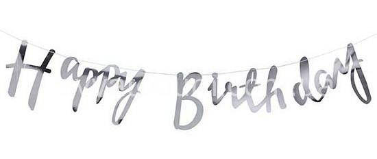 

Гирлянда буквы "Happy Birthday" серебро розпись