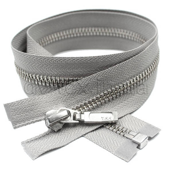 

YKK Молния металлическая (Т-5) (никель), (60см), один бегунок, разъемная, серый (225)