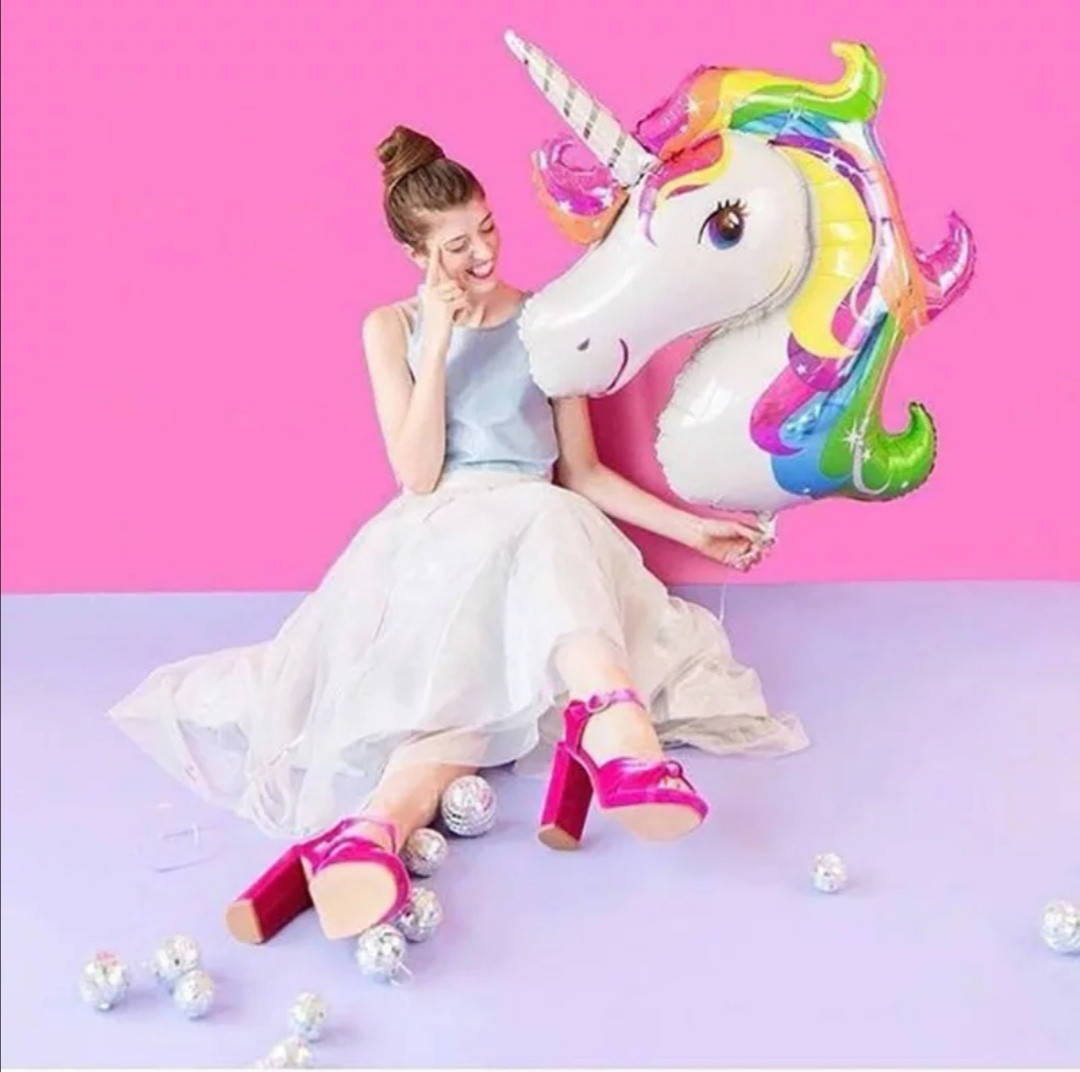 

Шар фигура Голова единорога Радужная грива 110х80 см фольгированный шар, Белый